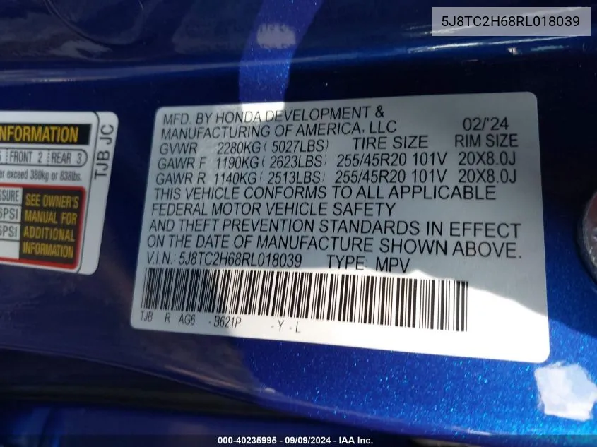 5J8TC2H68RL018039 2024 Acura Rdx A-Spec Package