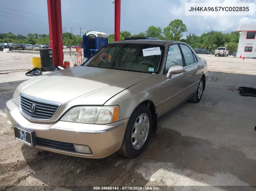 2000 Acura Rl 3.5 VIN: JH4KA9657YC002835 Lot: 39860143