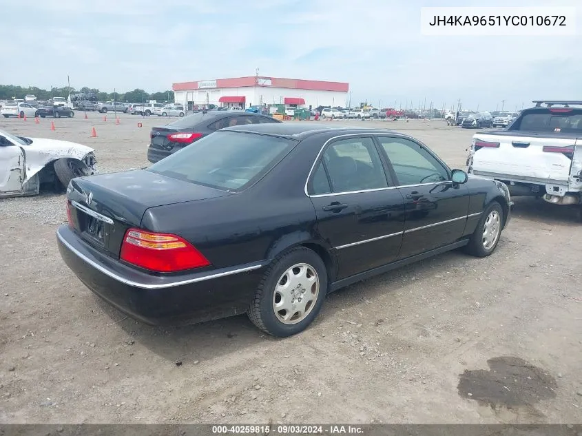 2000 Acura Rl 3.5 VIN: JH4KA9651YC010672 Lot: 40259815