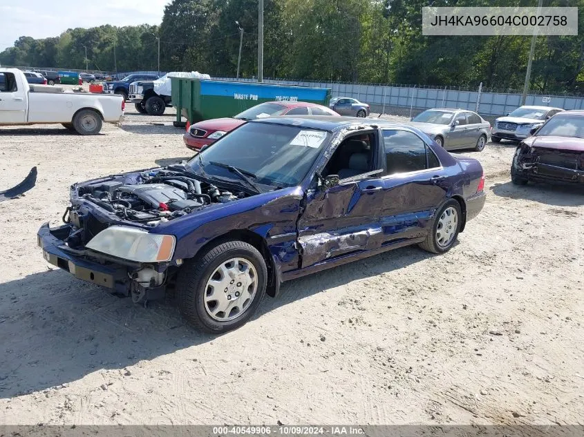 2004 Acura Rl 3.5 VIN: JH4KA96604C002758 Lot: 40549906