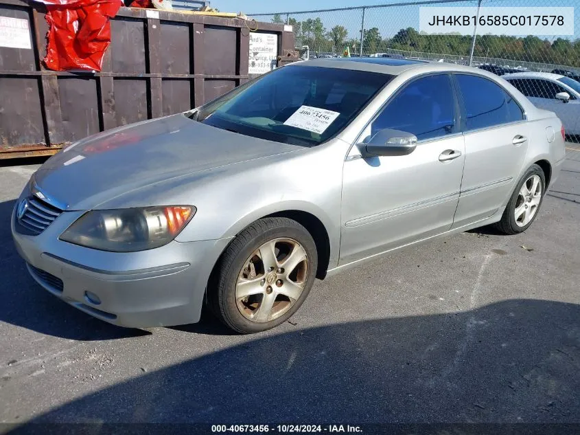 2005 Acura Rl 3.5 VIN: JH4KB16585C017578 Lot: 40673456