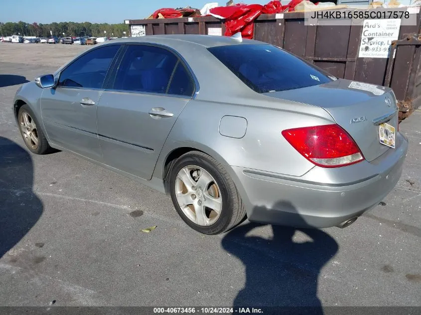 2005 Acura Rl 3.5 VIN: JH4KB16585C017578 Lot: 40673456