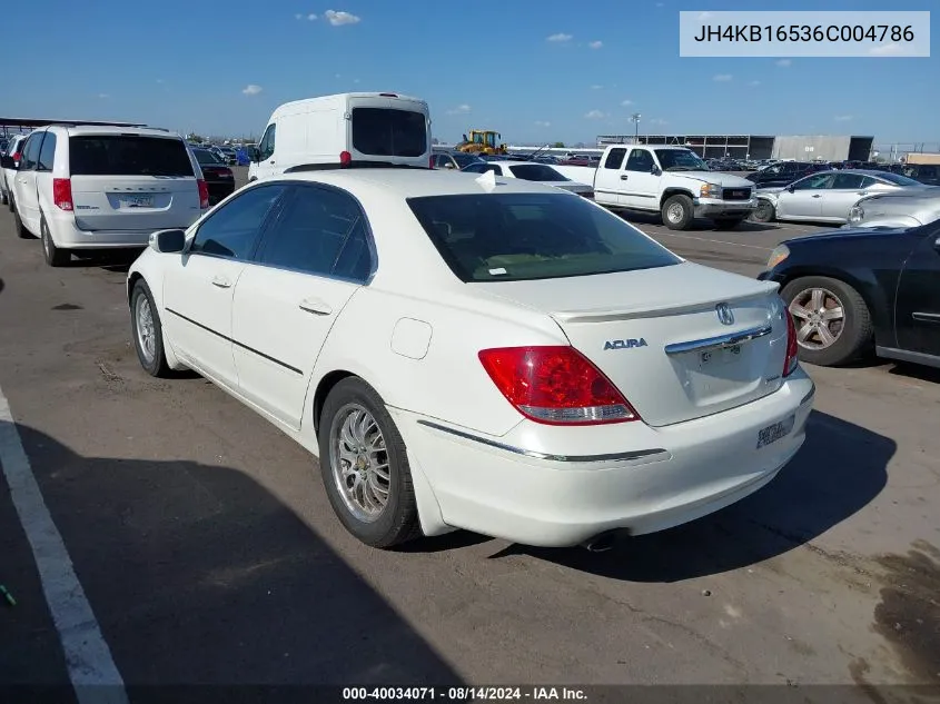 2006 Acura Rl 3.5 VIN: JH4KB16536C004786 Lot: 40034071