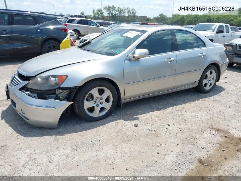 2006 Acura Rl 3.5 VIN: JH4KB16516C006228 Lot: 40068343