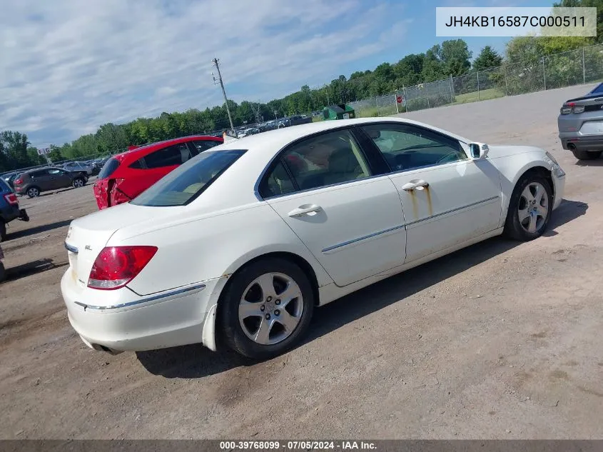 JH4KB16587C000511 2007 Acura Rl 3.5