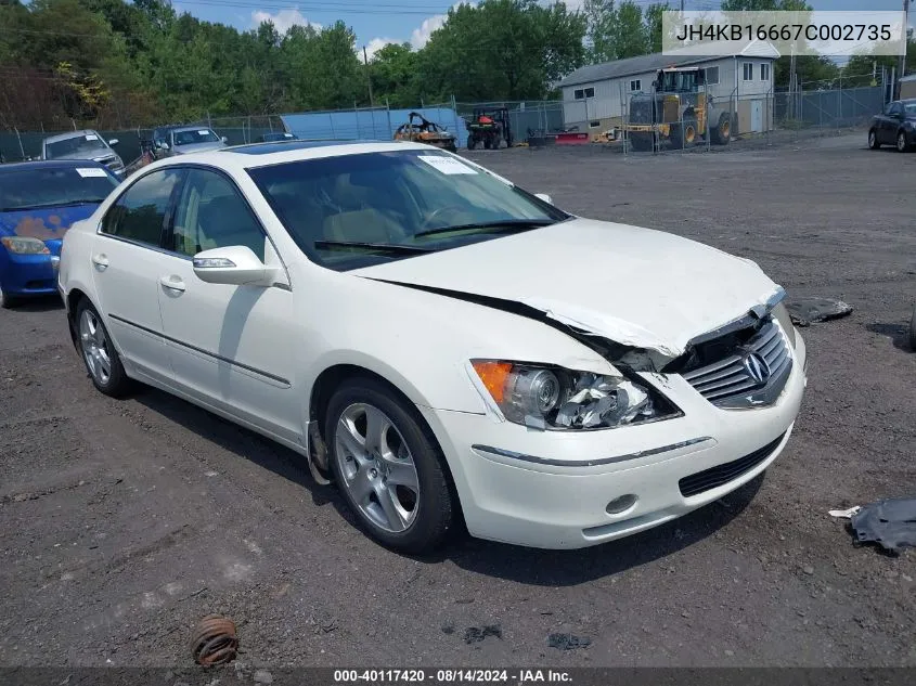 2007 Acura Rl 3.5 VIN: JH4KB16667C002735 Lot: 40117420