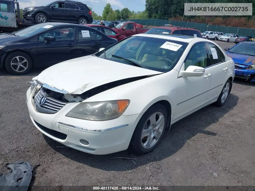 2007 Acura Rl 3.5 VIN: JH4KB16667C002735 Lot: 40117420