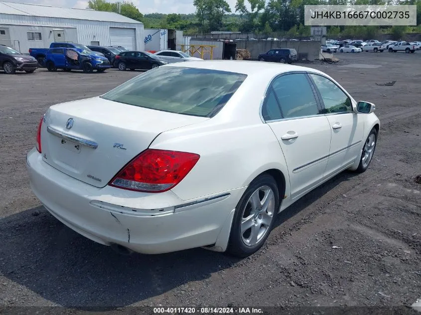 2007 Acura Rl 3.5 VIN: JH4KB16667C002735 Lot: 40117420