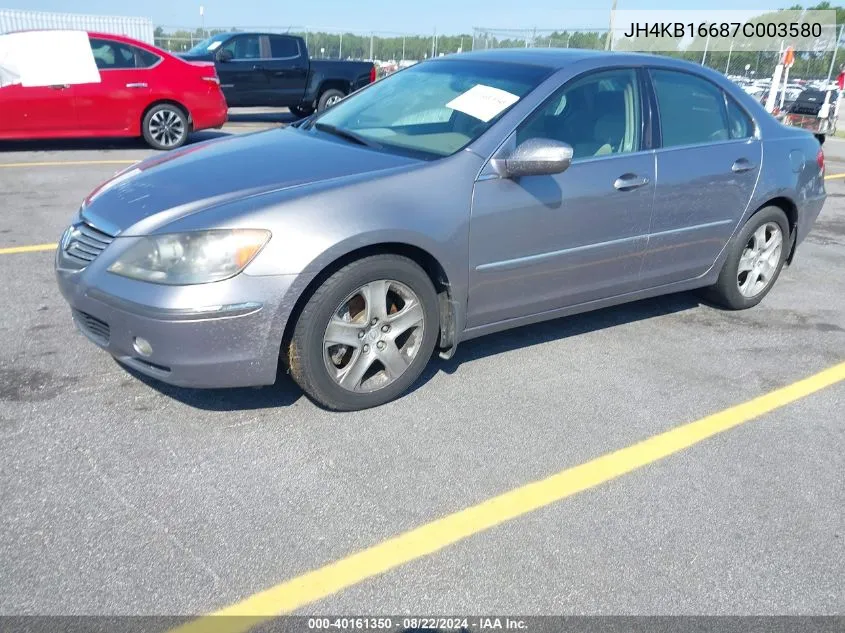 2007 Acura Rl 3.5 VIN: JH4KB16687C003580 Lot: 40161350