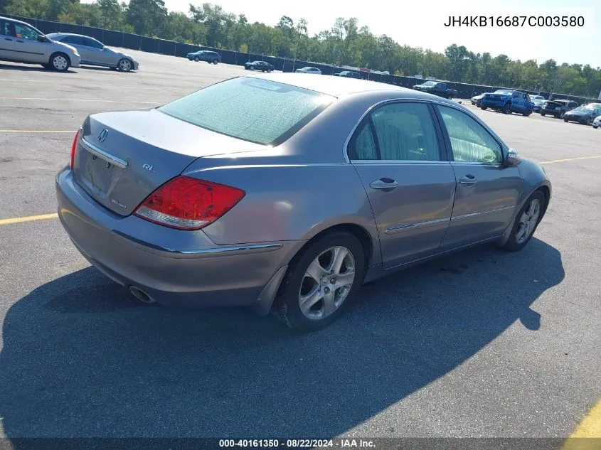 2007 Acura Rl 3.5 VIN: JH4KB16687C003580 Lot: 40161350