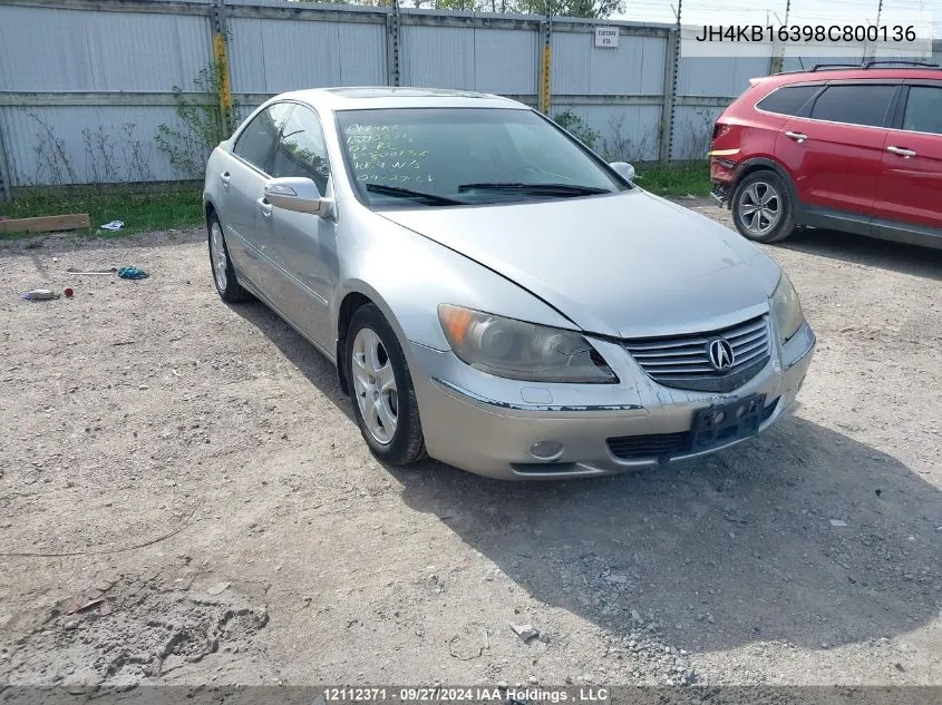 2008 Acura Rl VIN: JH4KB16398C800136 Lot: 12112371