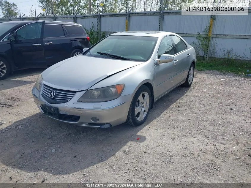 2008 Acura Rl VIN: JH4KB16398C800136 Lot: 12112371