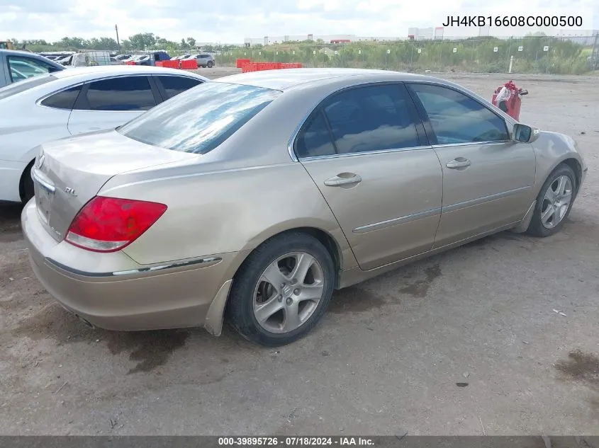 2008 Acura Rl 3.5 VIN: JH4KB16608C000500 Lot: 39895726