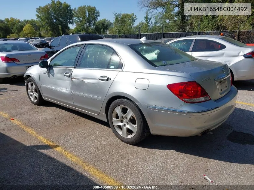 2008 Acura Rl 3.5 VIN: JH4KB16548C004492 Lot: 40500909