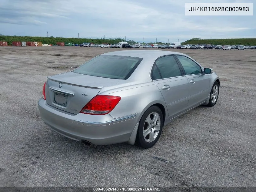 2008 Acura Rl 3.5 VIN: JH4KB16628C000983 Lot: 40526140