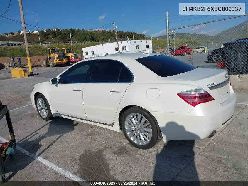 2011 Acura Rl 3.7 VIN: JH4KB2F6XBC000937 Lot: 40187923