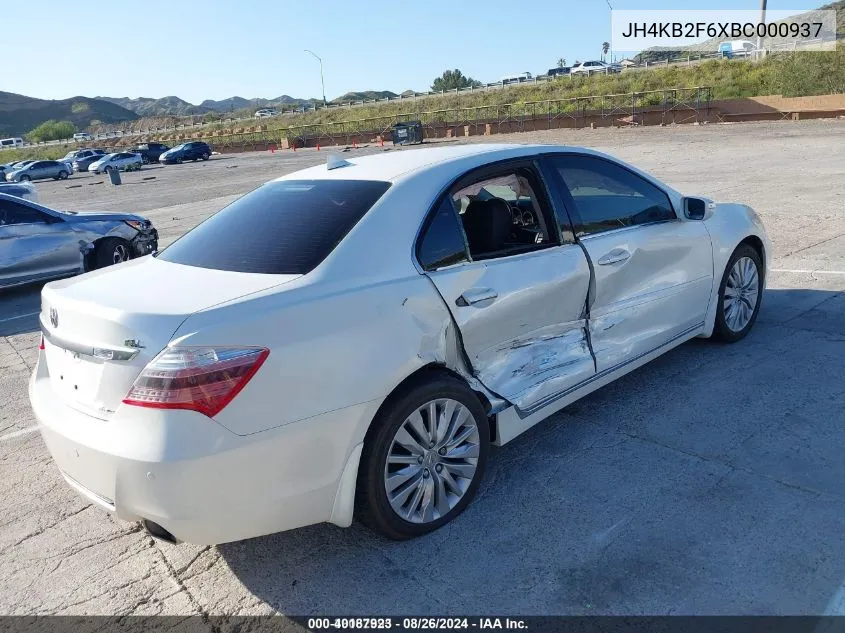 2011 Acura Rl 3.7 VIN: JH4KB2F6XBC000937 Lot: 40187923