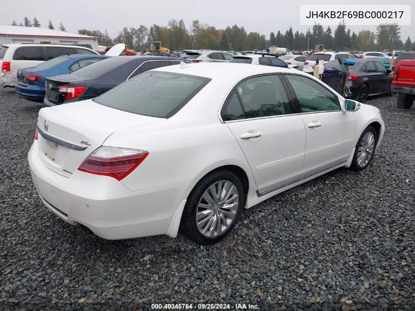 2011 Acura Rl 3.7 VIN: JH4KB2F69BC000217 Lot: 40345764