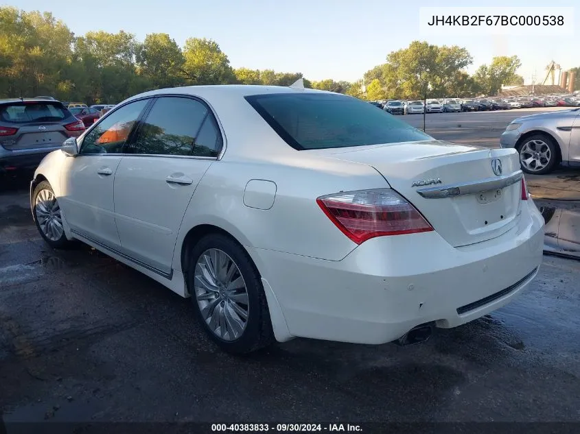 2011 Acura Rl 3.7 VIN: JH4KB2F67BC000538 Lot: 40383833