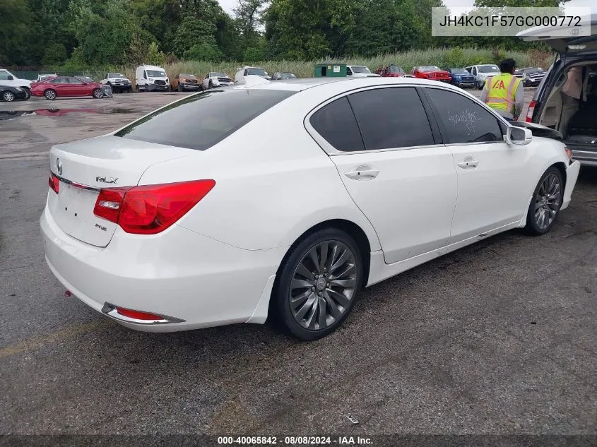 2016 Acura Rlx Technology Package VIN: JH4KC1F57GC000772 Lot: 40065842