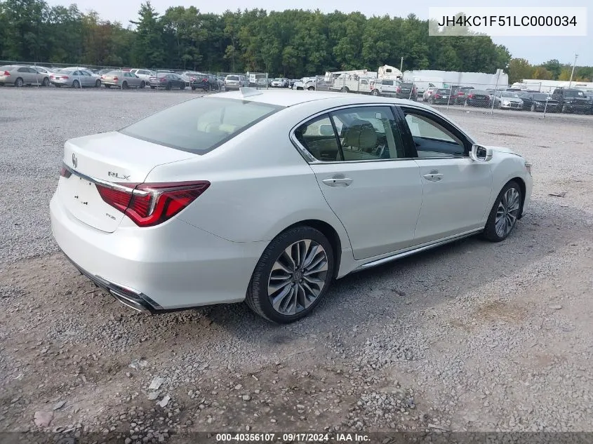 2020 Acura Rlx Technology Package VIN: JH4KC1F51LC000034 Lot: 40356107