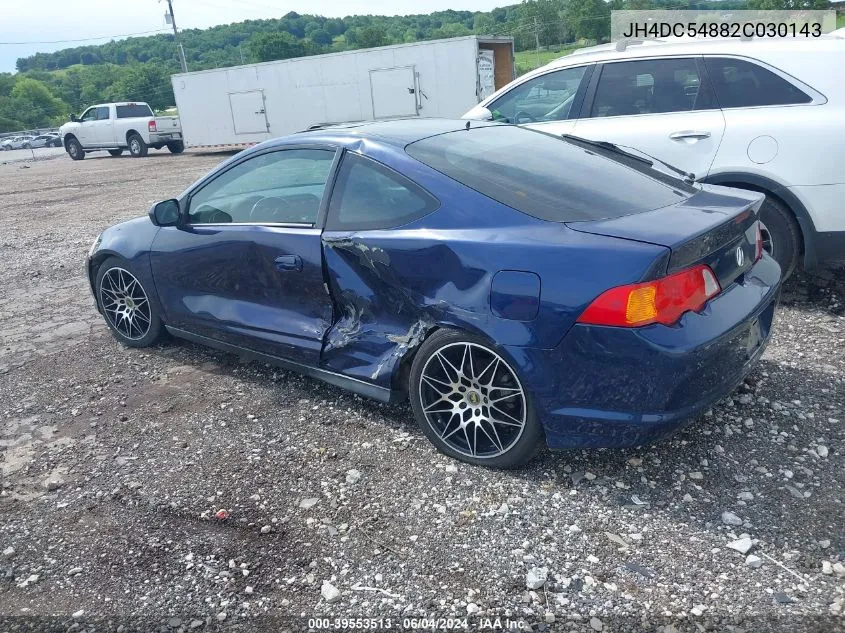 2002 Acura Rsx VIN: JH4DC54882C030143 Lot: 39553513