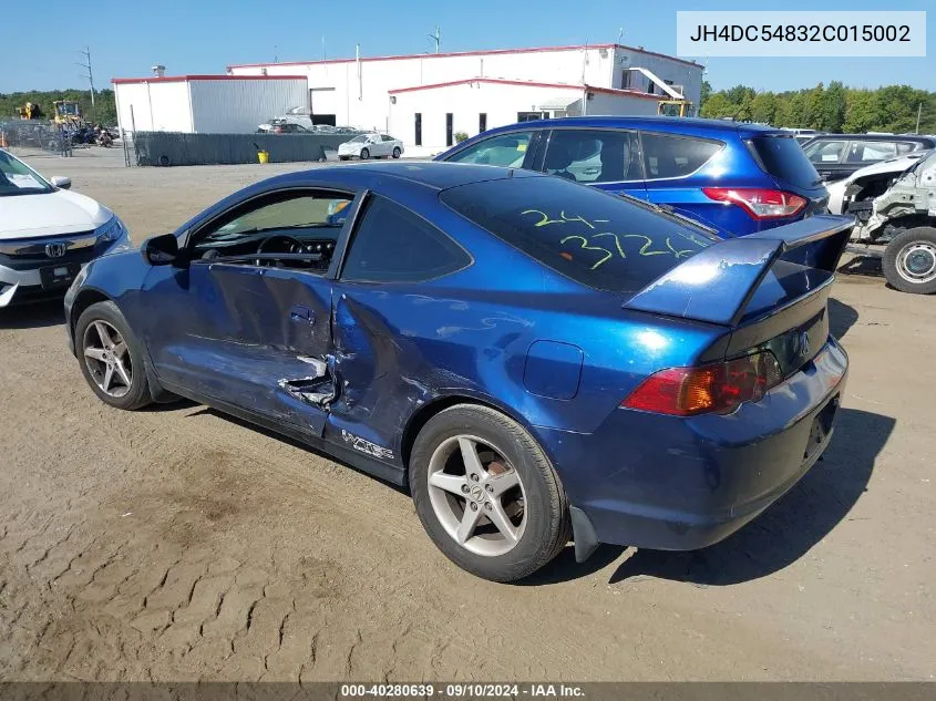 2002 Acura Rsx VIN: JH4DC54832C015002 Lot: 40280639