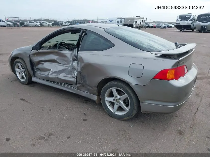 2003 Acura Rsx VIN: JH4DC54833S004332 Lot: 39257176