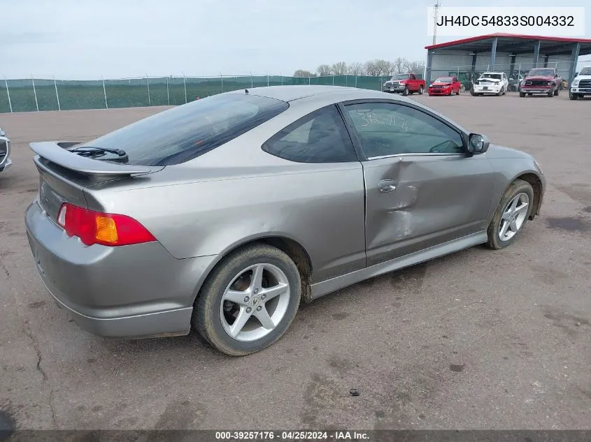 2003 Acura Rsx VIN: JH4DC54833S004332 Lot: 39257176