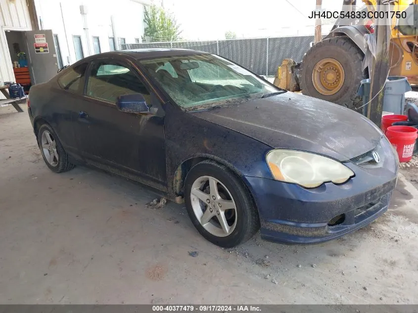 2003 Acura Rsx VIN: JH4DC54833C001750 Lot: 40377479