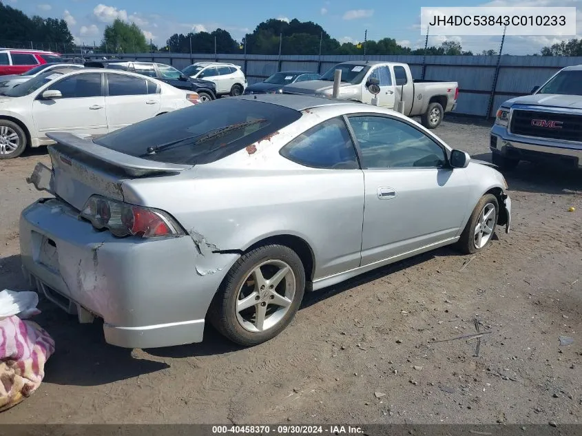 2003 Acura Rsx VIN: JH4DC53843C010233 Lot: 40458370