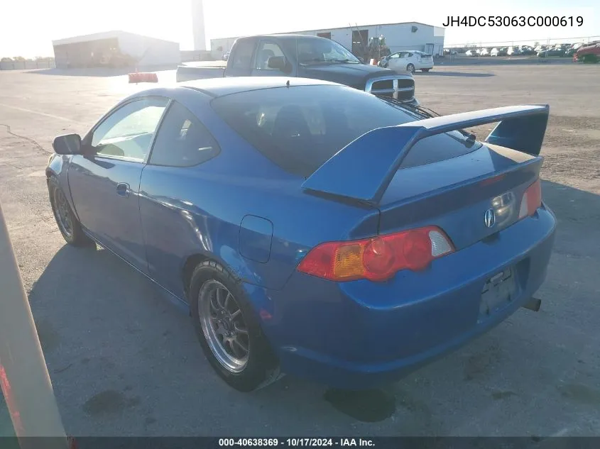 2003 Acura Rsx Type S VIN: JH4DC53063C000619 Lot: 40638369