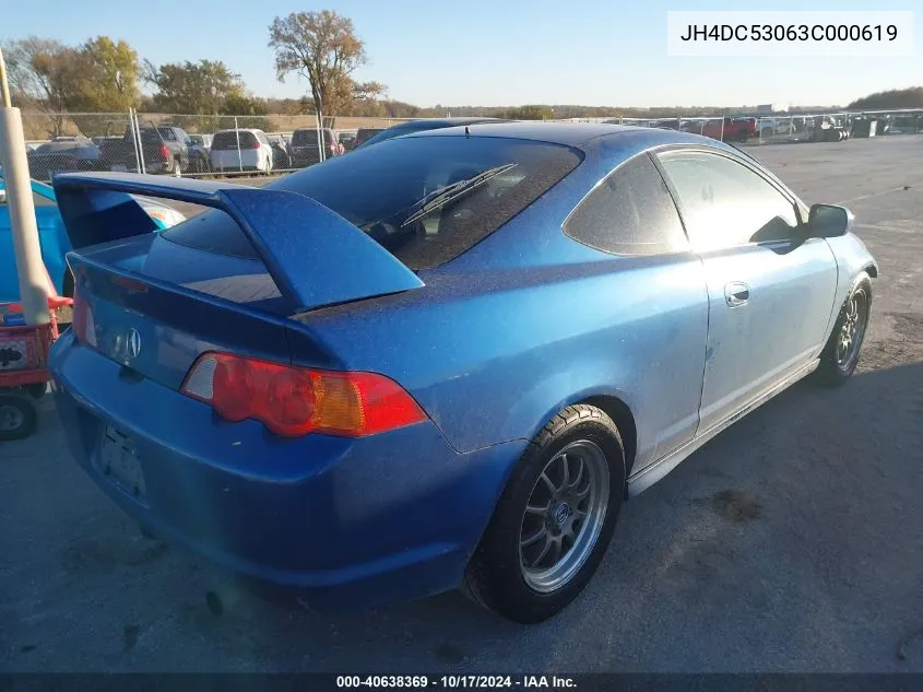 2003 Acura Rsx Type S VIN: JH4DC53063C000619 Lot: 40638369