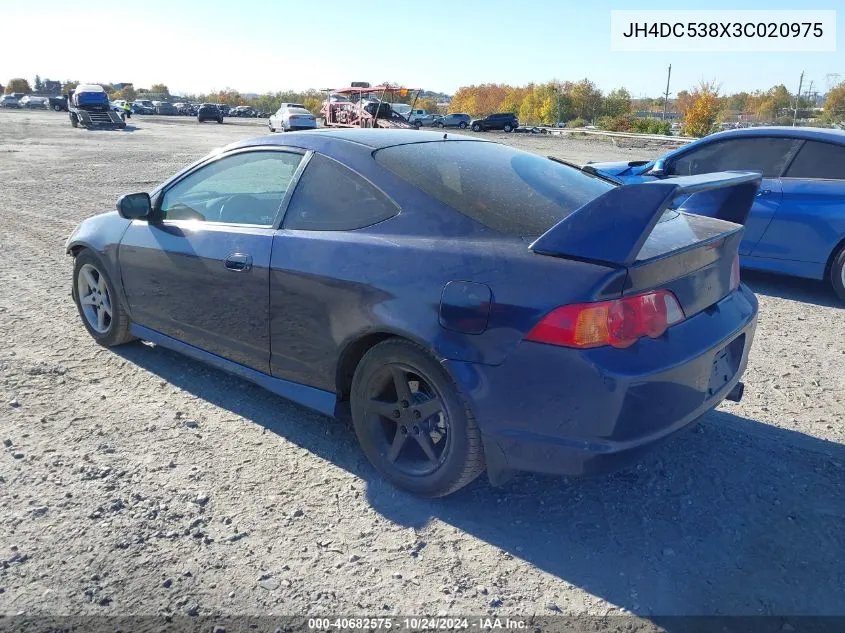 2003 Acura Rsx VIN: JH4DC538X3C020975 Lot: 40682575