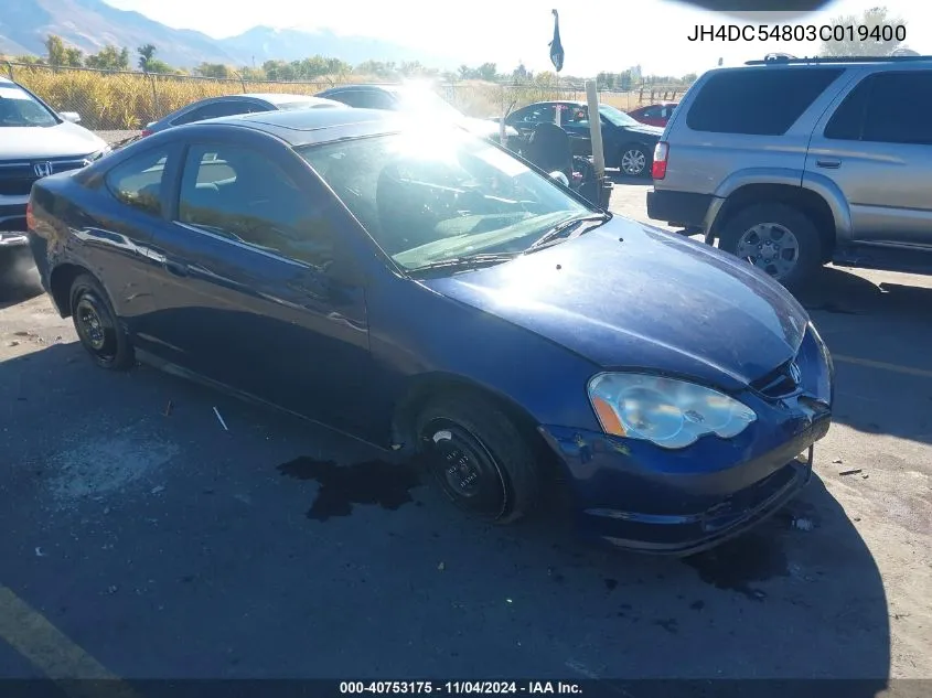 2003 Acura Rsx VIN: JH4DC54803C019400 Lot: 40753175