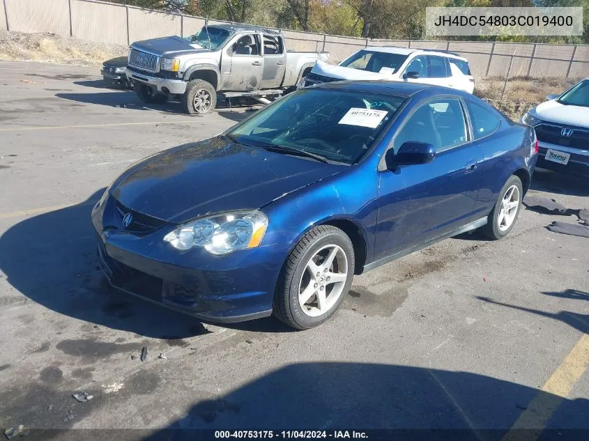 2003 Acura Rsx VIN: JH4DC54803C019400 Lot: 40753175