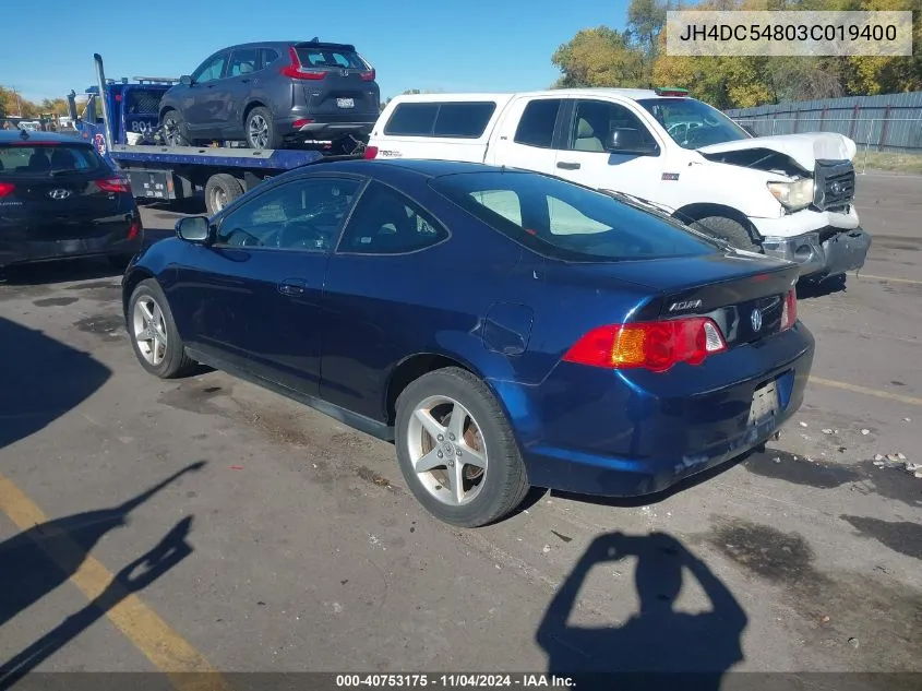 2003 Acura Rsx VIN: JH4DC54803C019400 Lot: 40753175