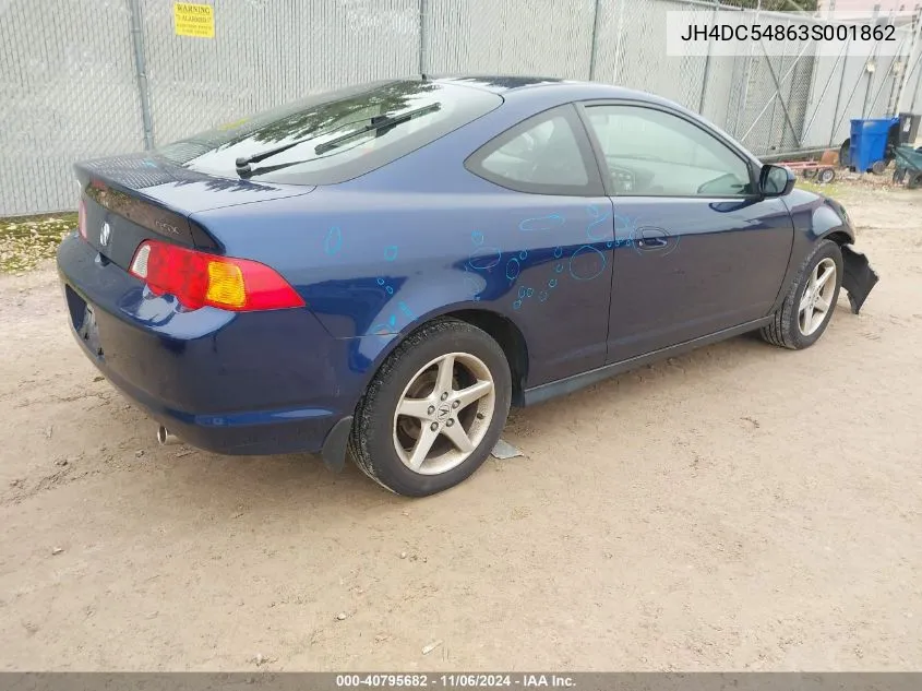 2003 Acura Rsx VIN: JH4DC54863S001862 Lot: 40795682