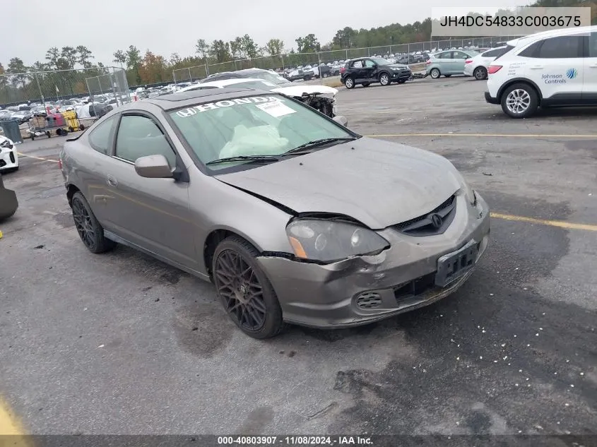 2003 Acura Rsx VIN: JH4DC54833C003675 Lot: 40803907