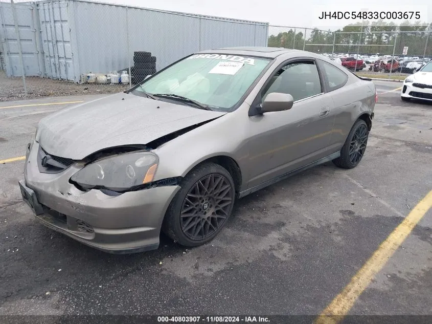 2003 Acura Rsx VIN: JH4DC54833C003675 Lot: 40803907