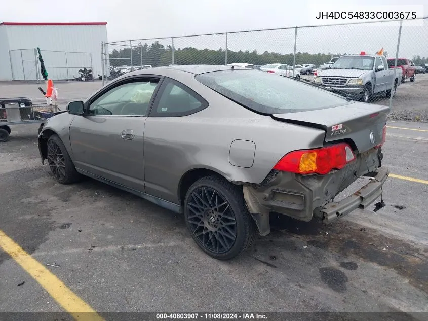 2003 Acura Rsx VIN: JH4DC54833C003675 Lot: 40803907