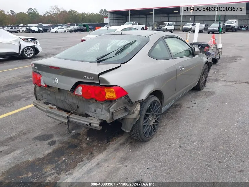 2003 Acura Rsx VIN: JH4DC54833C003675 Lot: 40803907