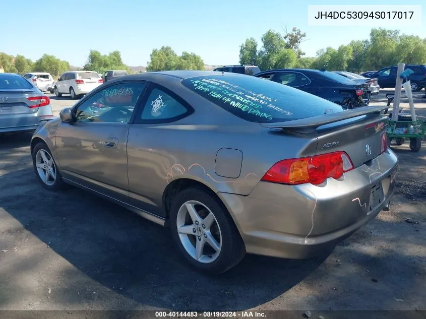 2004 Acura Rsx Type S VIN: JH4DC53094S017017 Lot: 40144483