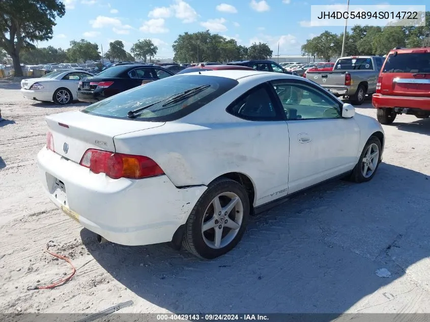 2004 Acura Rsx VIN: JH4DC54894S014722 Lot: 40429143