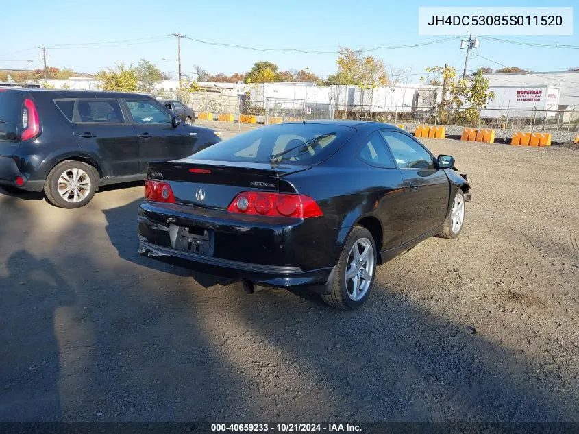 2005 Acura Rsx Type S VIN: JH4DC53085S011520 Lot: 40659233