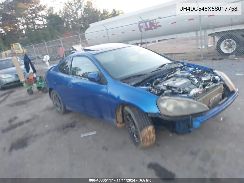 2005 Acura Rsx VIN: JH4DC548X5S017758 Lot: 40805117