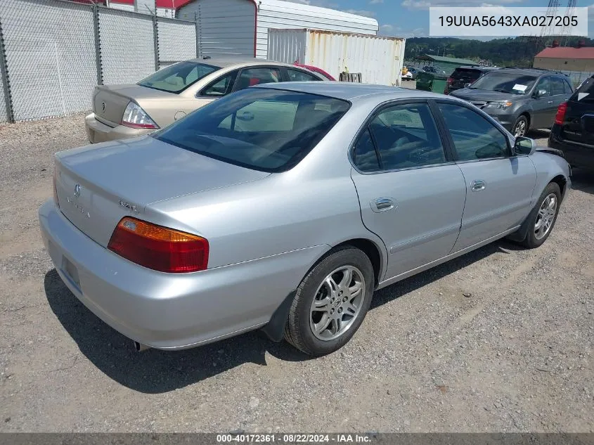 1999 Acura Tl 3.2 VIN: 19UUA5643XA027205 Lot: 40172361