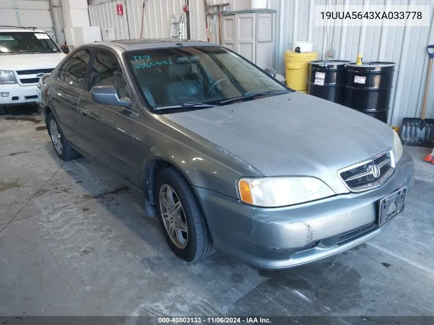 1999 Acura Tl 3.2 VIN: 19UUA5643XA033778 Lot: 40803133