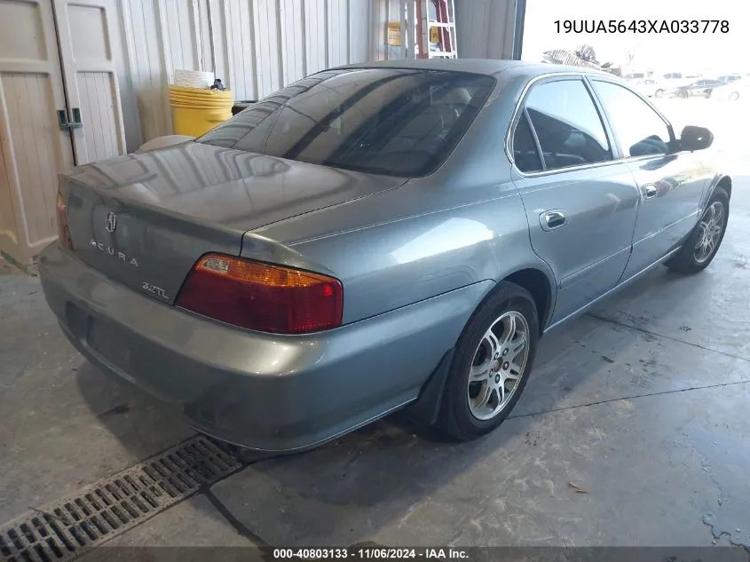 1999 Acura Tl 3.2 VIN: 19UUA5643XA033778 Lot: 40803133