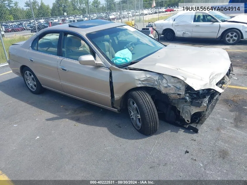 2000 Acura Tl 3.2 VIN: 19UUA5664YA064914 Lot: 40222531